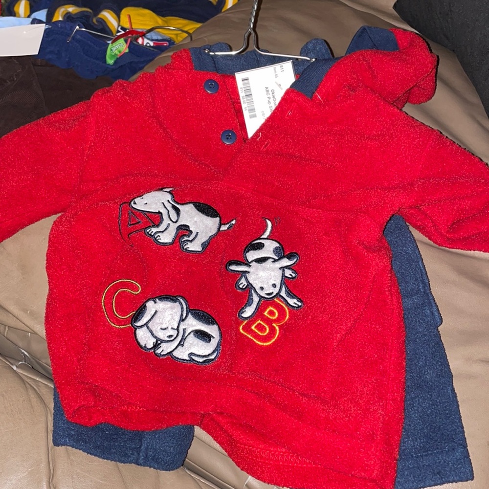 Okie Dokie ABC Fleece Hoodie & Fleece Cargo Sweat Pants with Velcro Pockets 12M